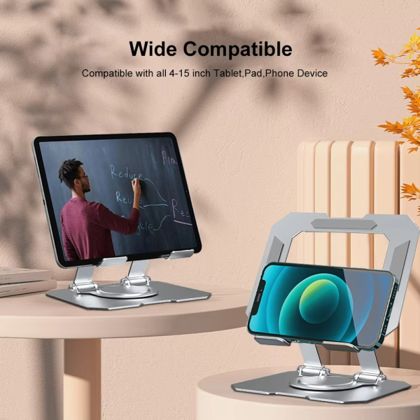 Tablet & Mobile Stand Adjustable, Foldable, And Portable Desk Mount With Cooling