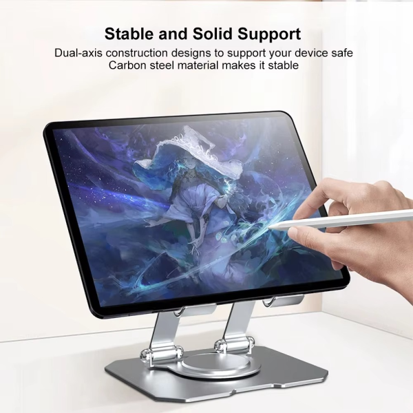 Tablet & Mobile Stand Adjustable, Foldable, And Portable Desk Mount With Cooling