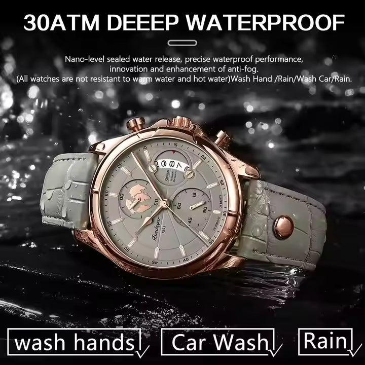 POEDAGAR 9898 Original Quartz Movement Three Pointers Fashion Wristwatch Luxury Luminous Hands Water Resistant for Men's Watches