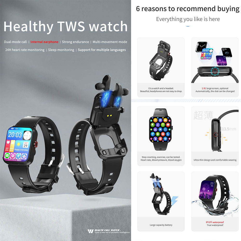 Relogio Smartwatch V22 Touch Button Activate Voice Assistant RTC Time Set Earphone Watch