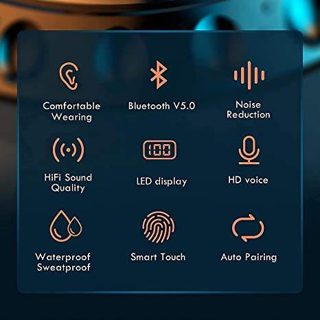 TWS F9 Earbuds Earphone BT 5.0 Wireless Hifi Stereo Audifono Auriculares Waterproof in Ear Headsets F9-5C